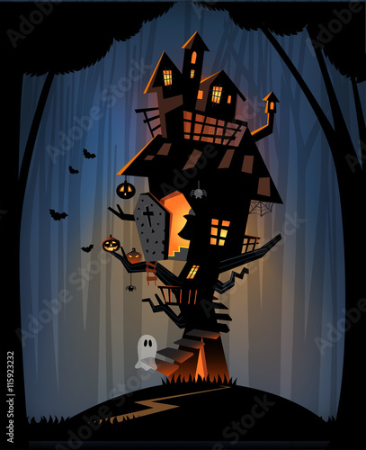 Haunted house on halloween night