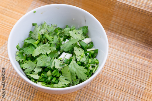 chopped green onion and coriander
