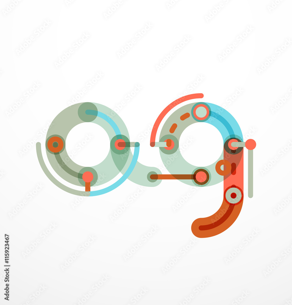 Fototapeta premium Cartoon linear letters icons