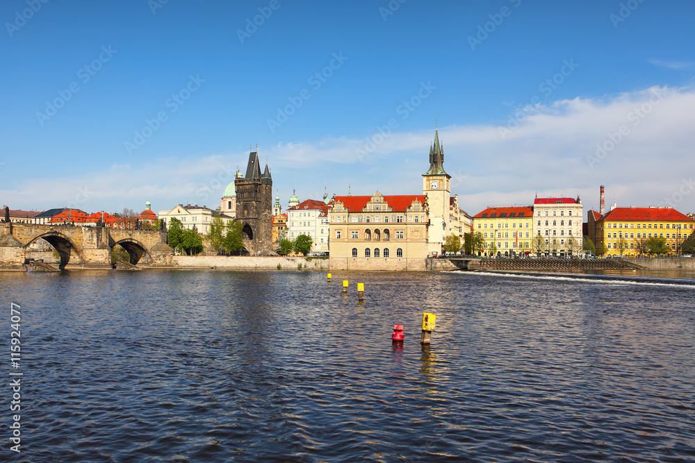 Old Town with Charles Bridge over Vltava river in Prague Old Town with Charles Bridge over Vltava river in Prague