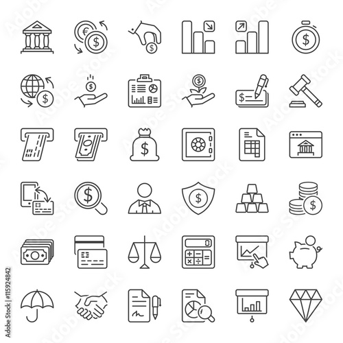 finance thin line iconset