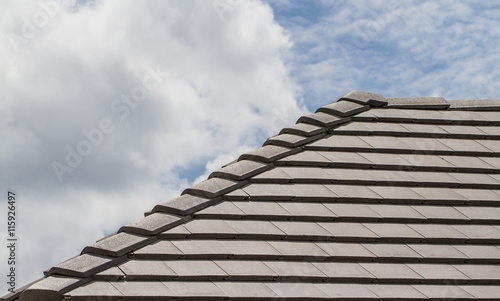 roof with blue sky in background.