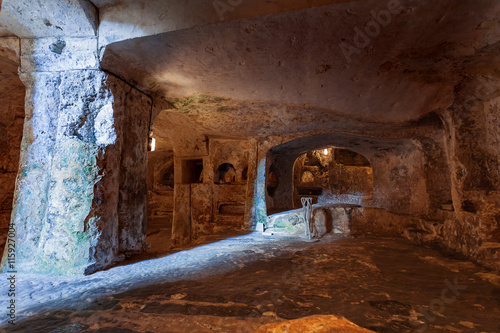 Famous landmark - ancient christian cemetery (catacombs) of Saint Paul. Rabat, Malta.
