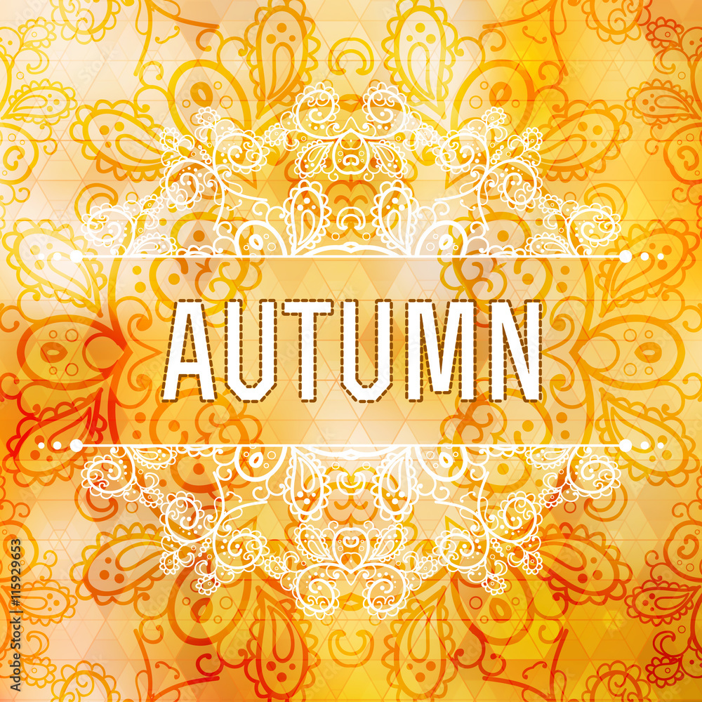 Vector autumn background. Golden Vintage frame