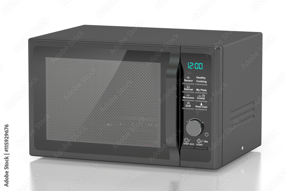 black microwave stove, 3D rendering black microwave stove, 3D rendering