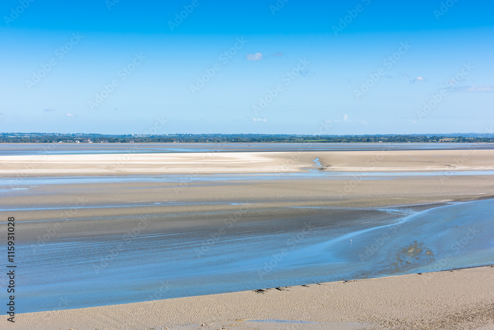 Mont Saint Michel see bay during the low tide. France