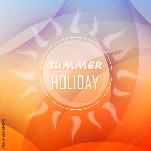 summer holiday background with sun, flat design, vector