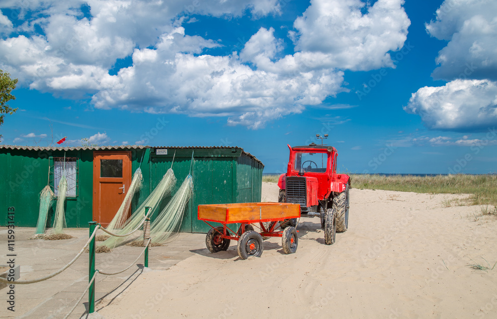 Obraz premium Red old tractor