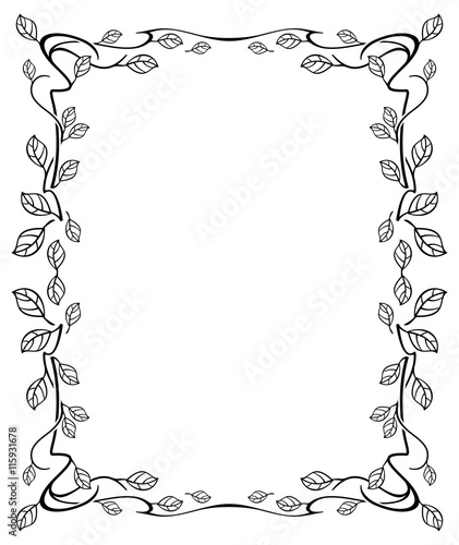 Elegant frame with leaves. Design element for advertisements, logo, banners, labels, prints, posters, web, presentation, invitations, weddings, greeting cards, albums. Vector clip art.