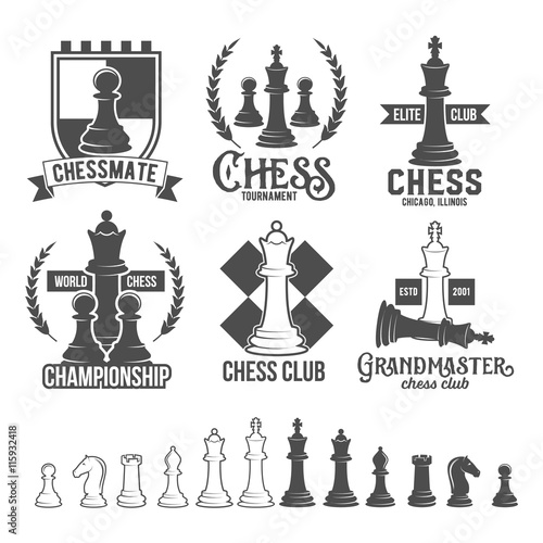 Set of chess labels, badges and design elements