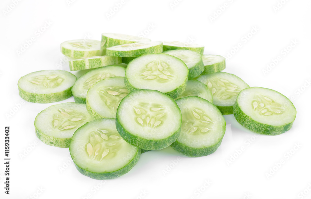 Fresh slice cucumber on white background Fresh slice cucumber on white background