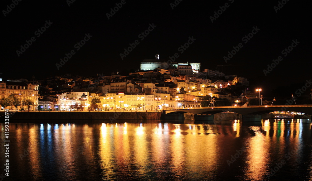 The city of Coimbra at night