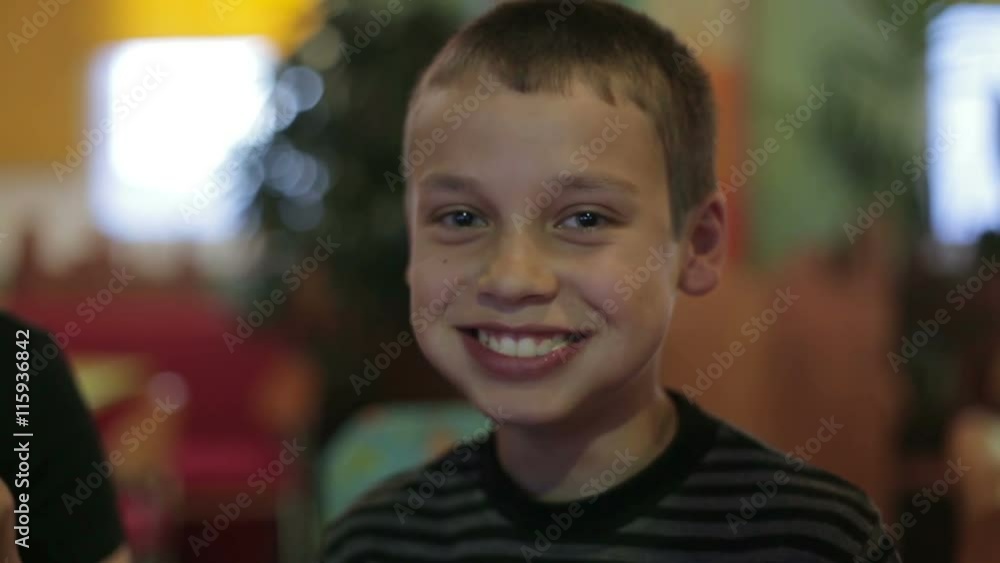 Boy chews food close up Boy chews food close up