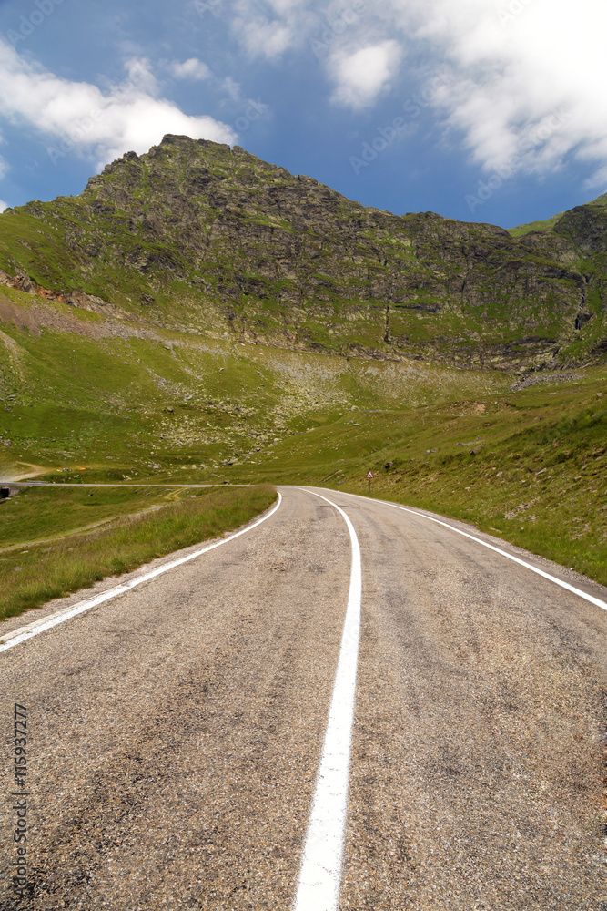 Beautiful mountain road, Transfagarasan highway in a sunny summer morning