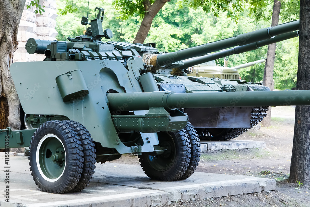 green military equipment. Tanks, guns, car green military equipment. Tanks, guns, car