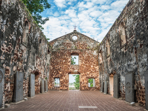 Inside the ruin of St Paul's Church