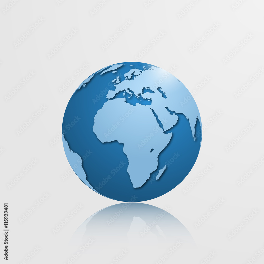 High detailed globe with Europe, Africa and Eurasia. Vector illustration. High detailed globe with Europe, Africa and Eurasia. Vector illustration.