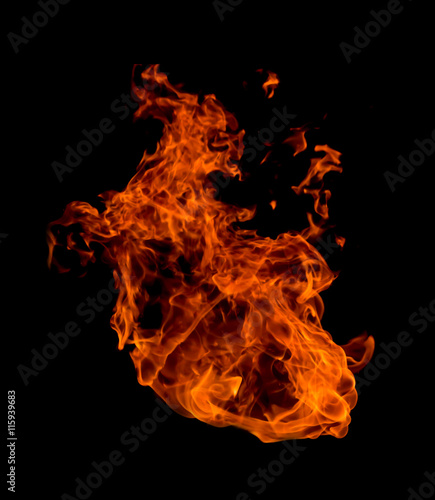 High resolution fire collection isolated on black background © hideto111