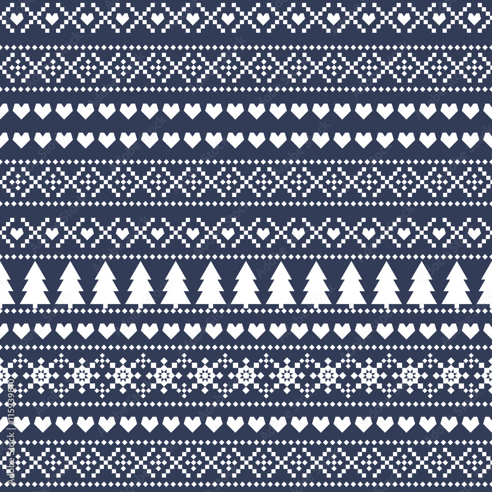 simple-christmas-pattern-xmas-trees-hearts-snowflakes-on-blue
