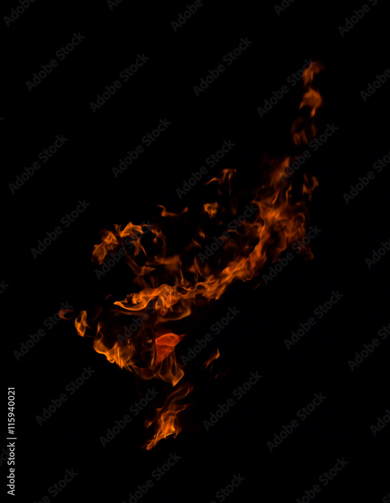 Fire flames on a black background Fire flames on a black background