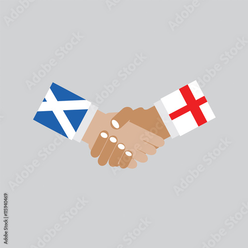 Business Handshake Vector Illustration, Scotland and England.