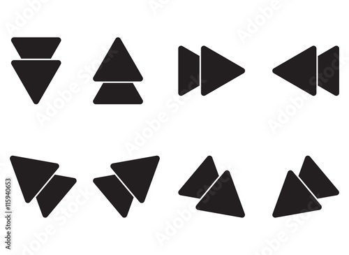 Set of icons of black arrows in different directions