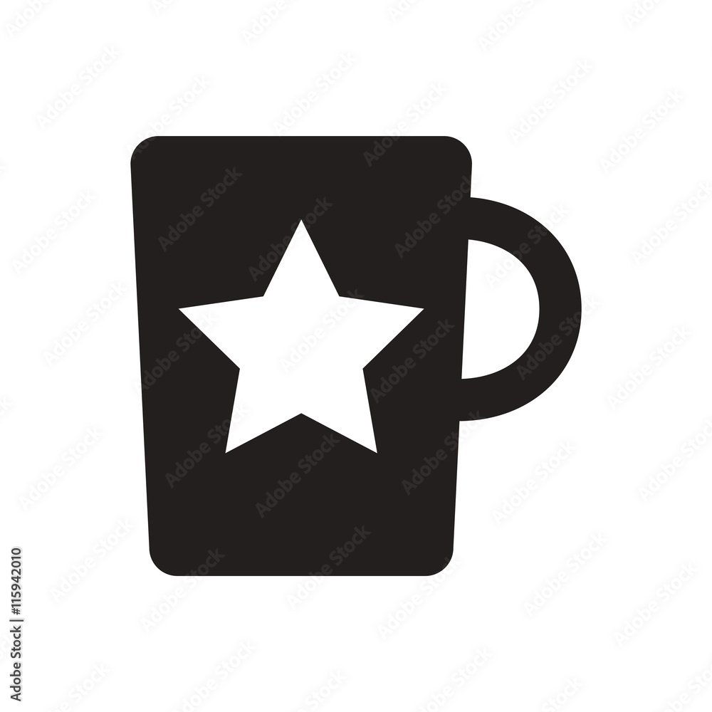 black vector icon on white background cup with star black vector icon on white background cup with star