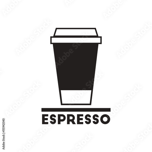 black vector icon on white background cup of espresso