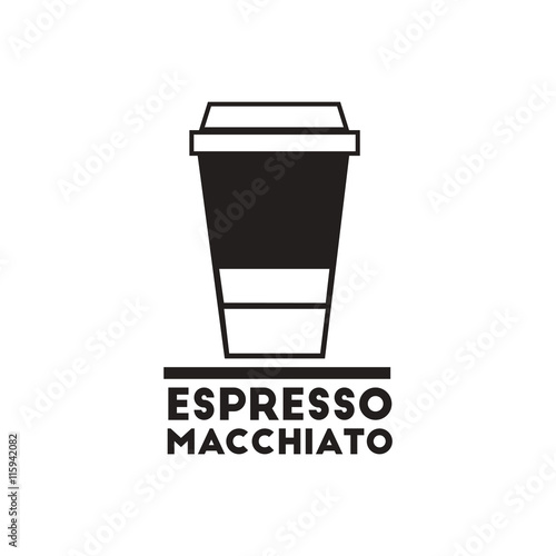 black vector icon on white background espresso macchiato to go