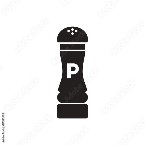 black vector icon on white background pepper shaker