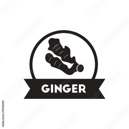 black vector icon on white background Kitchenware seasoning ginger