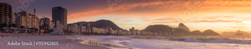 Sunrise view of Copacabana and mountain Sugar Loaf in Rio de Jan photo