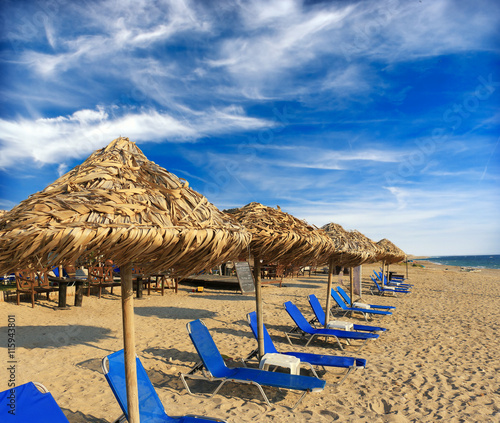 Umbrella on the beach on the Ionian island of Lefkas Greece
