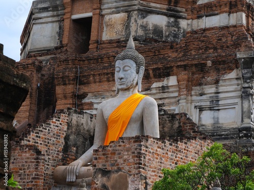 Ancient buddha statue in buddism temple. Ayuttaya, Thailand photo