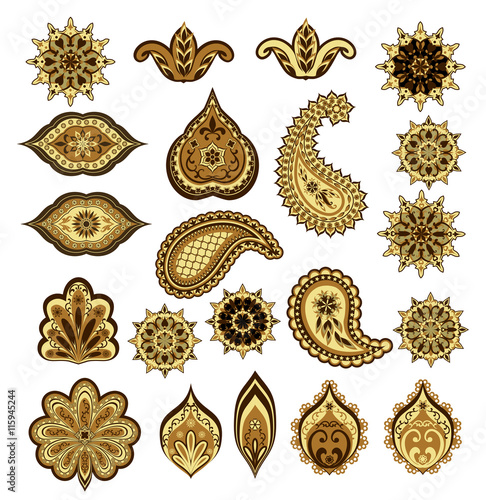 Vector floral elements in the Eastern style.