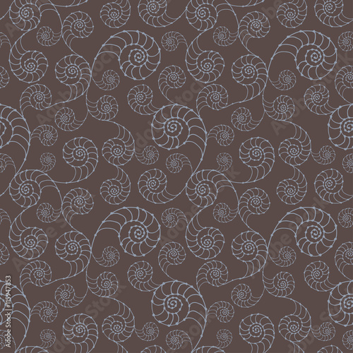 Spiral seamless pattern. Abstract twirl figures of snail.