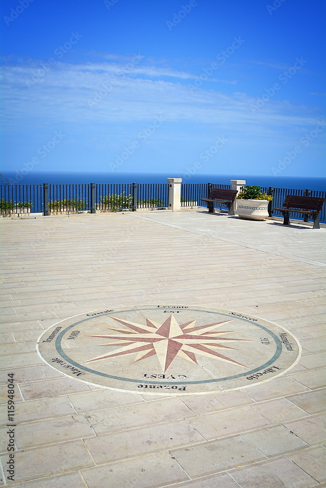 Naklejka premium The compass and the sea