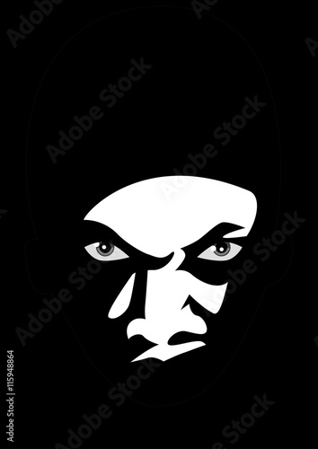 Man face lurking in the dark