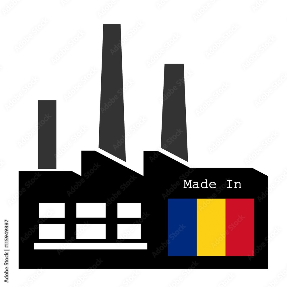 Drapeau de la Roumanie sur une usine