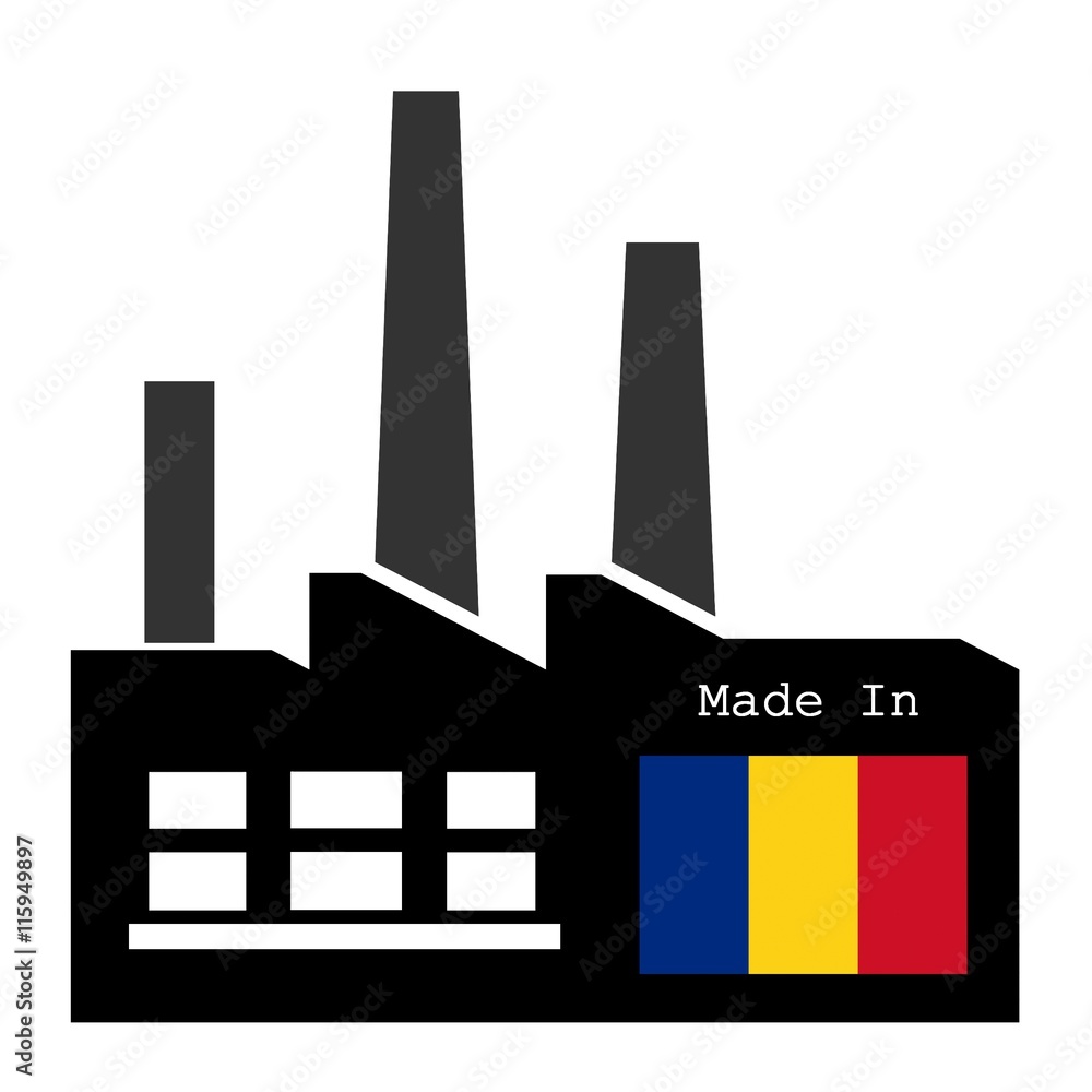 Drapeau de la Roumanie sur une usine Drapeau de la Roumanie sur une usine
