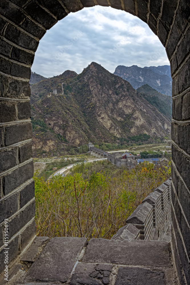 View Through Arched Window At Great Wall Of China