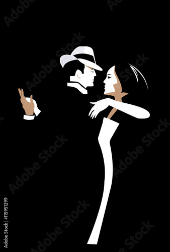 Dancing couple silhouette