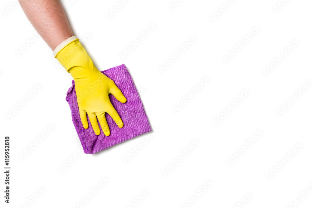 Hand cleaning against a white background Hand cleaning against a white background