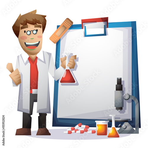 scientist vector cartoon with separated layers for game and animation, game design asset