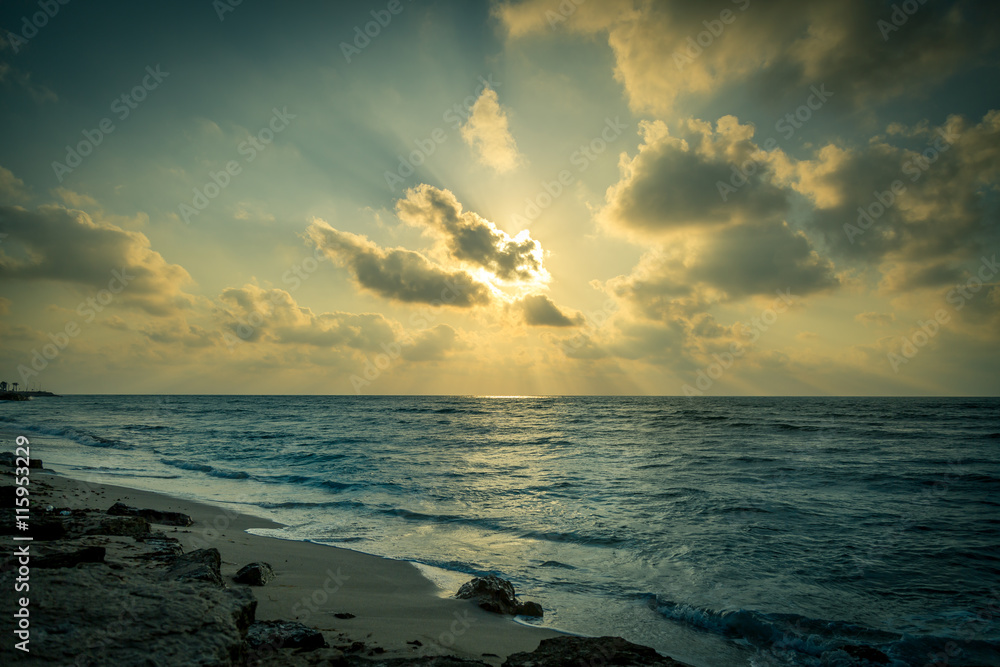 Naklejka premium Haifa Israel sunset