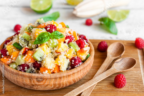 fruit salad with couscous and basil