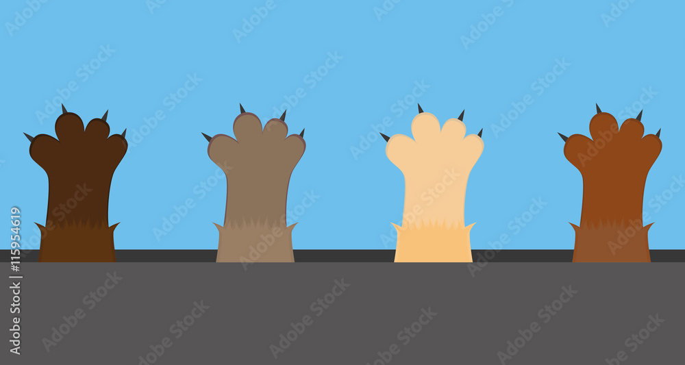 Obraz premium Cat paws, vector illustration