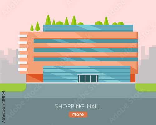 Shopping Mall Web Template in Flat Design.