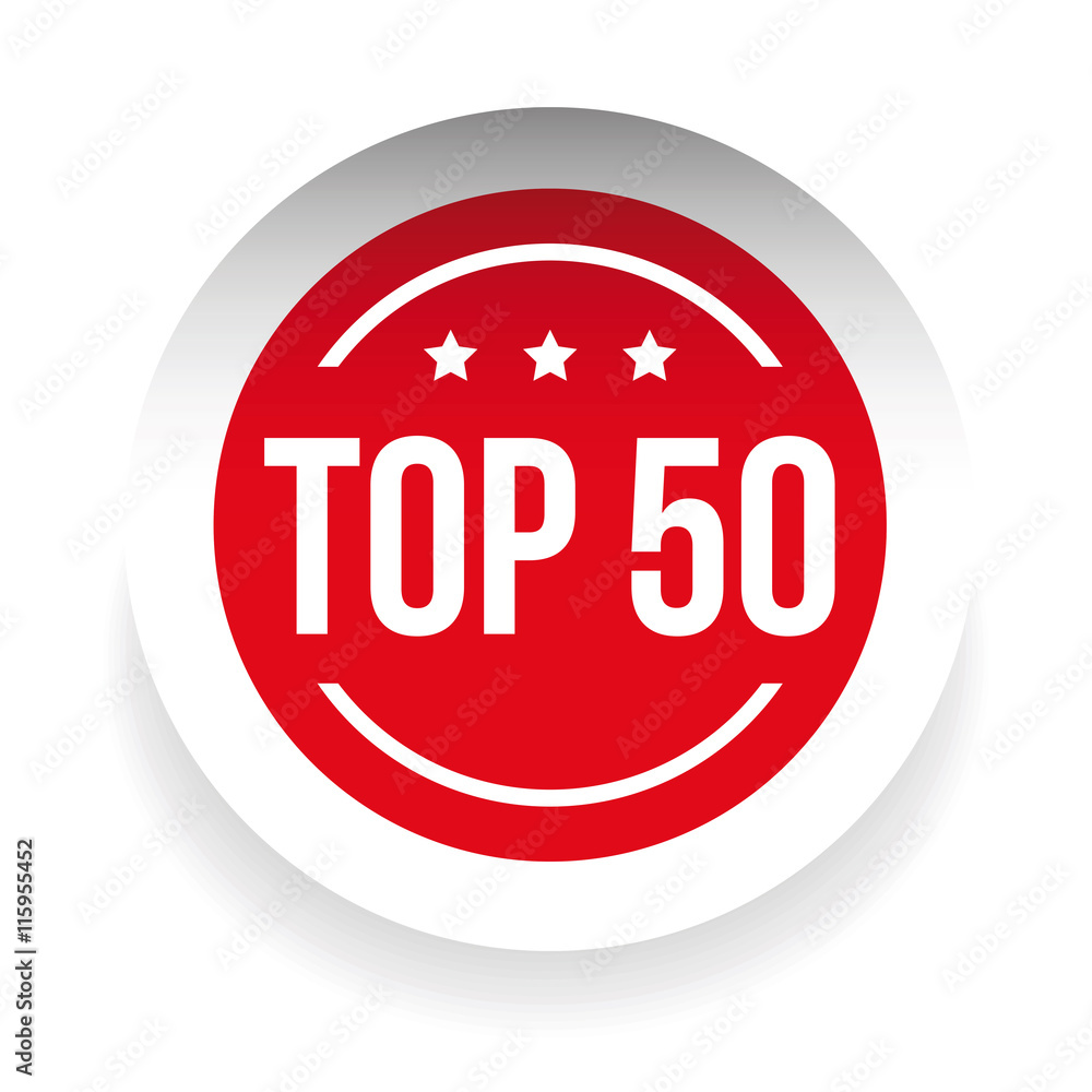 Top 50 label red vector Top 50 label red vector