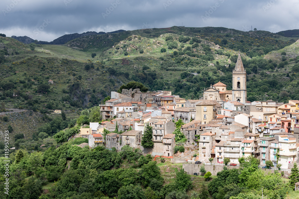 View at Novara di Sicilia, mountain village of Sicily